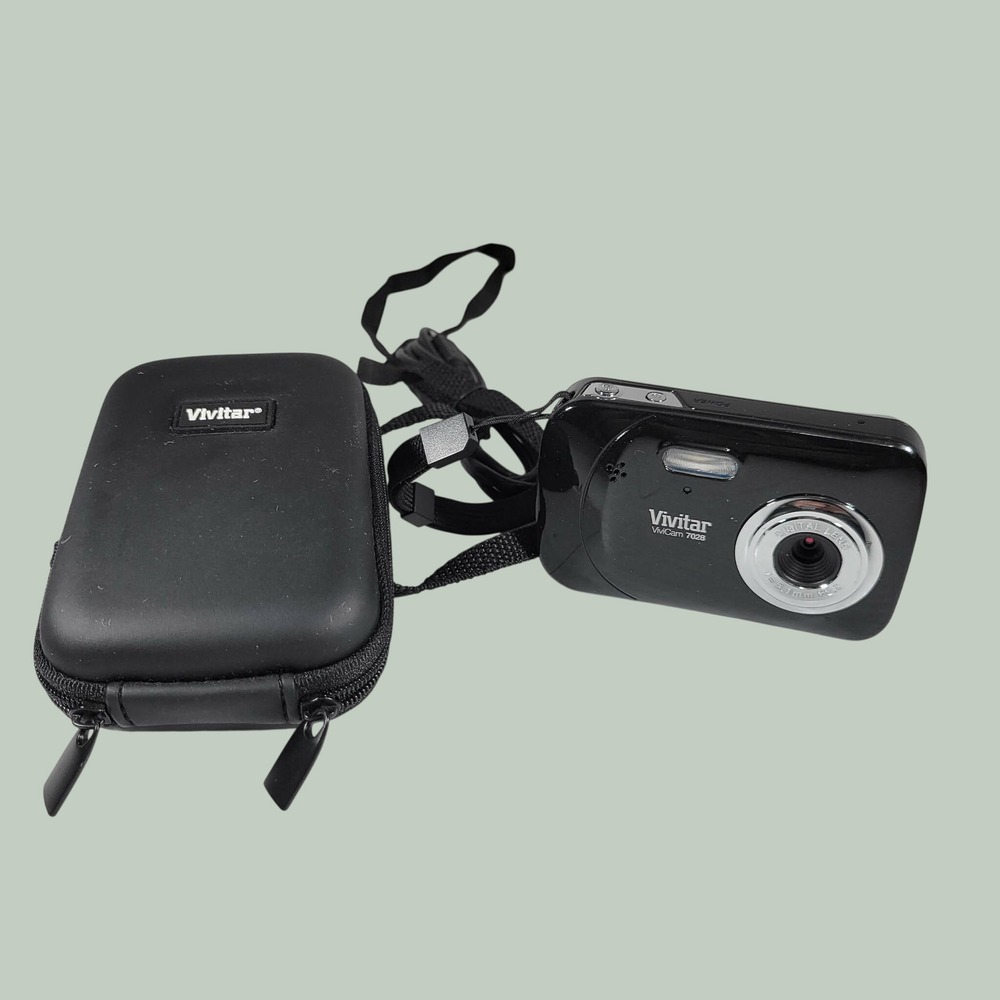Vivitar ViviCam 7028 Digital Camera Black Good TESTED Retro Y2K Digicam Case
